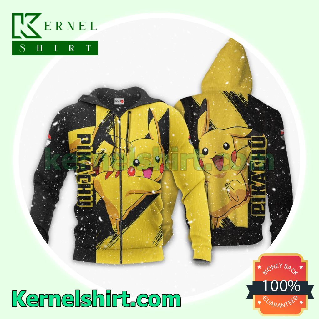 Unisex Pokemon Pikachu Anime Fans Gift Hoodie Sweatshirt Button Down Shirts