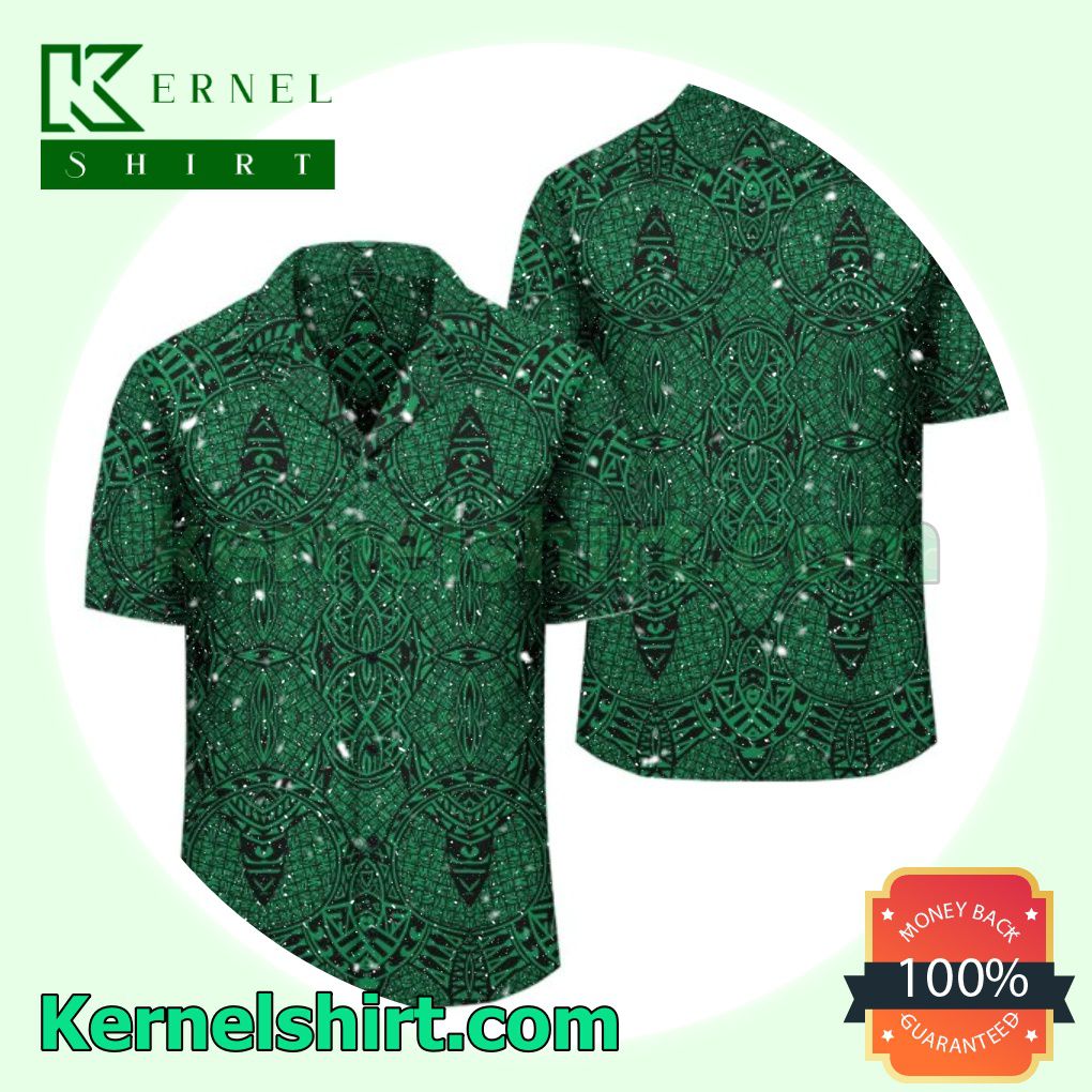 Polynesian Lauhala Mix Green Beach Shirt