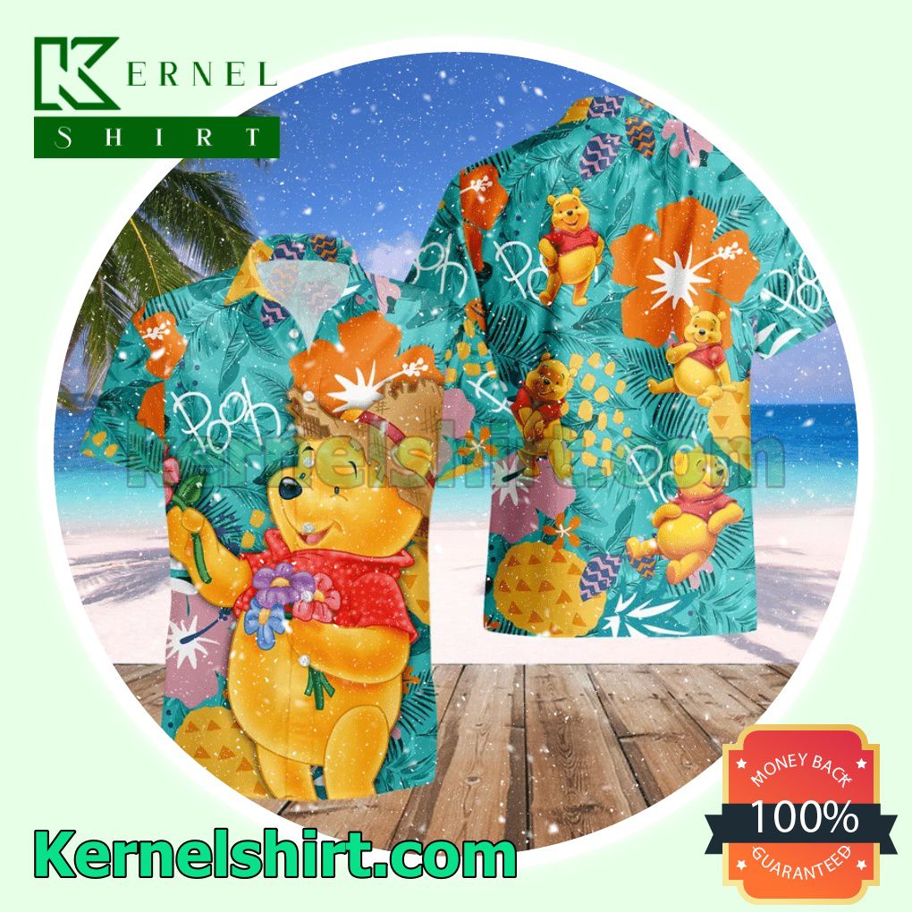 Pooh Costume Disney Winnie The Pooh Sea Aloha Beach Hawaiian Shirt