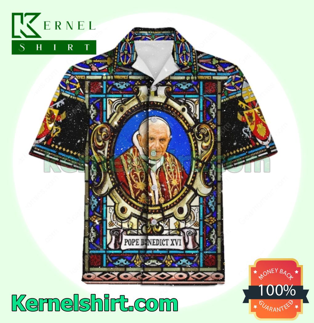 Pope Benedict Xvi Stained Glass Beach Shirt