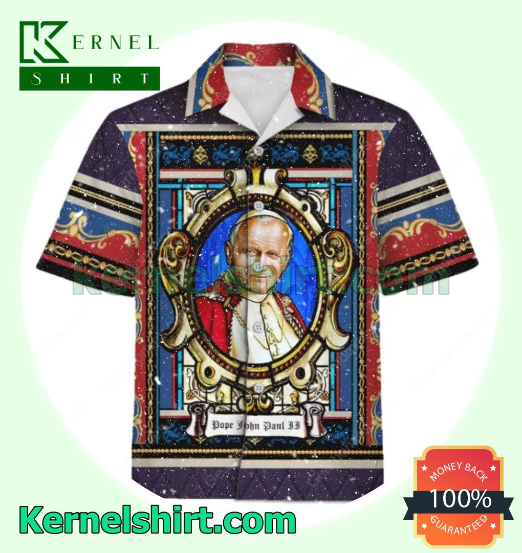 Pope John Paul Ii Stained Glass Beach Shirt