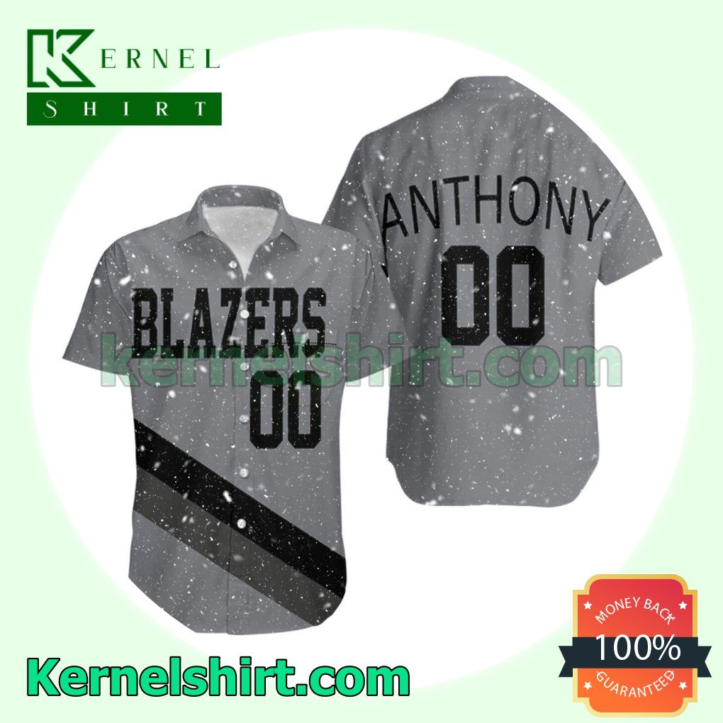 Portland Trail Blazers 00 Anthony Grey Jersey Inspired Beach Shirt