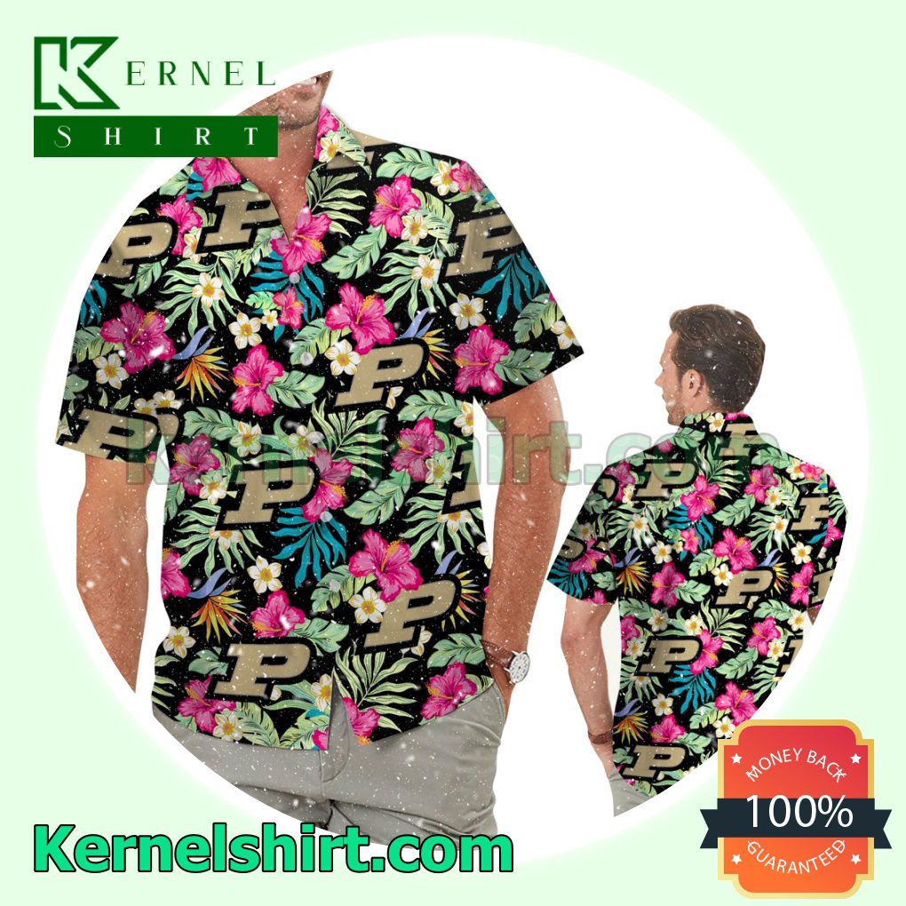 Purdue Boilermakers Hibiscus Summer Hawaiian Shirt
