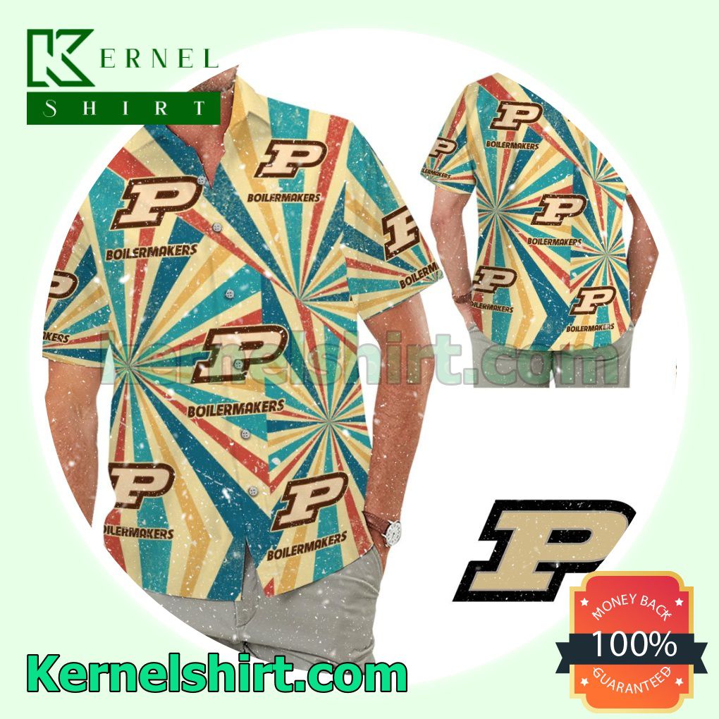 Purdue Boilermakers Retro Vintage Style Summer Hawaiian Shirt