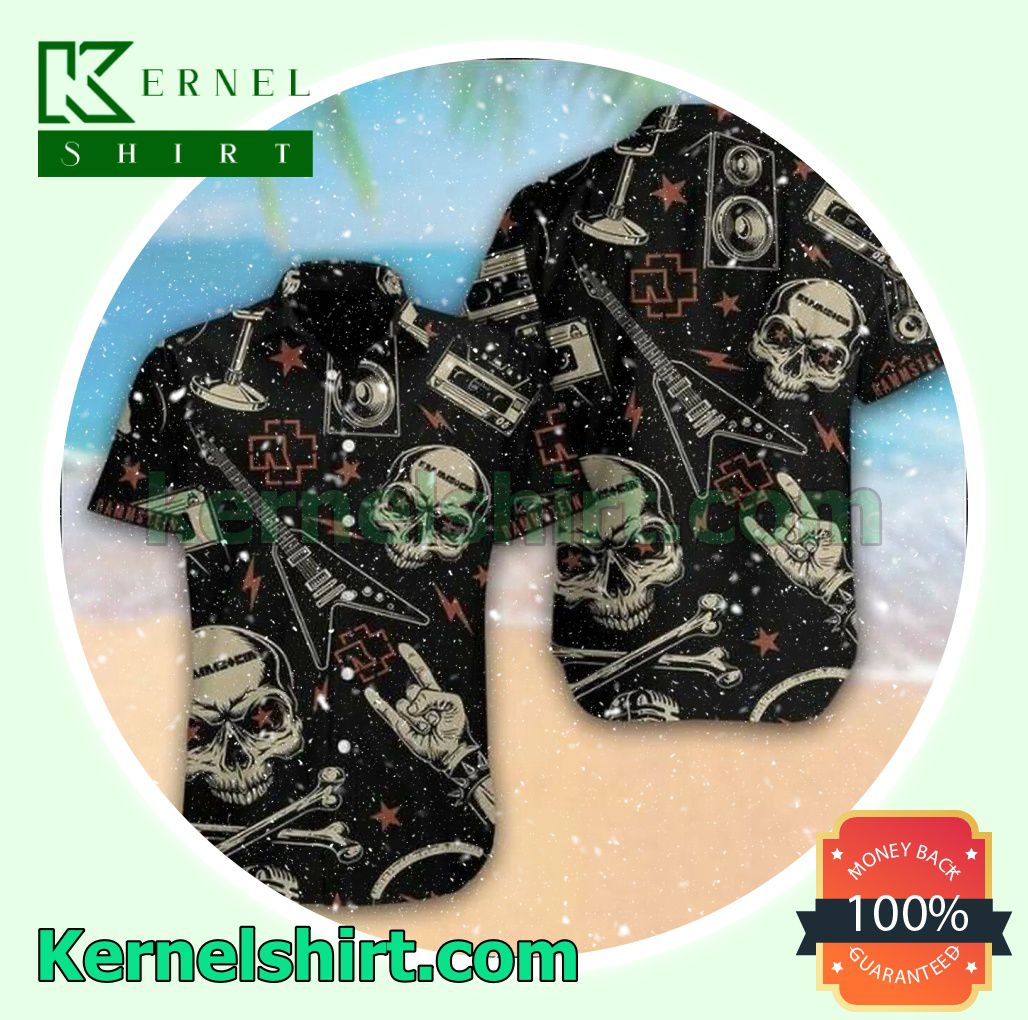 3D Rammstein Black Skull Rock Music Beach Shirt
