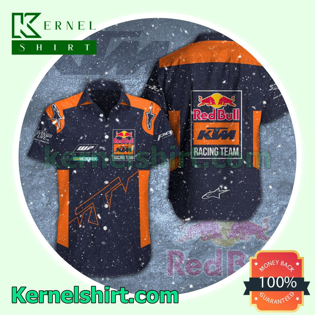 Red Bull KTM Factory Racing Alpinestars WP Motorex Navy Orange Aloha Beach Hawaiian Shirt