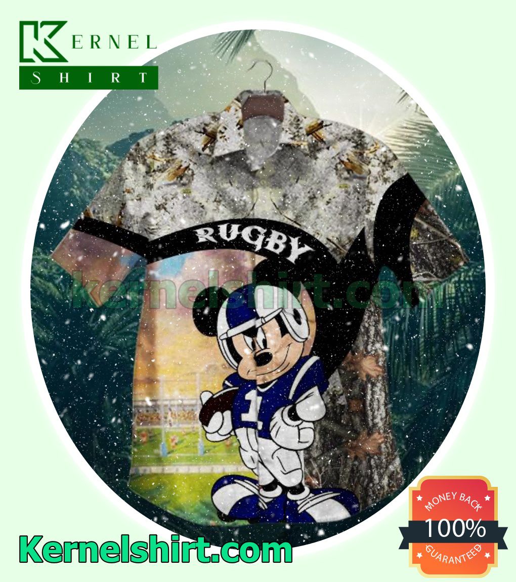 Rugby Mickey Mouse Holding A Football Beach Shirt