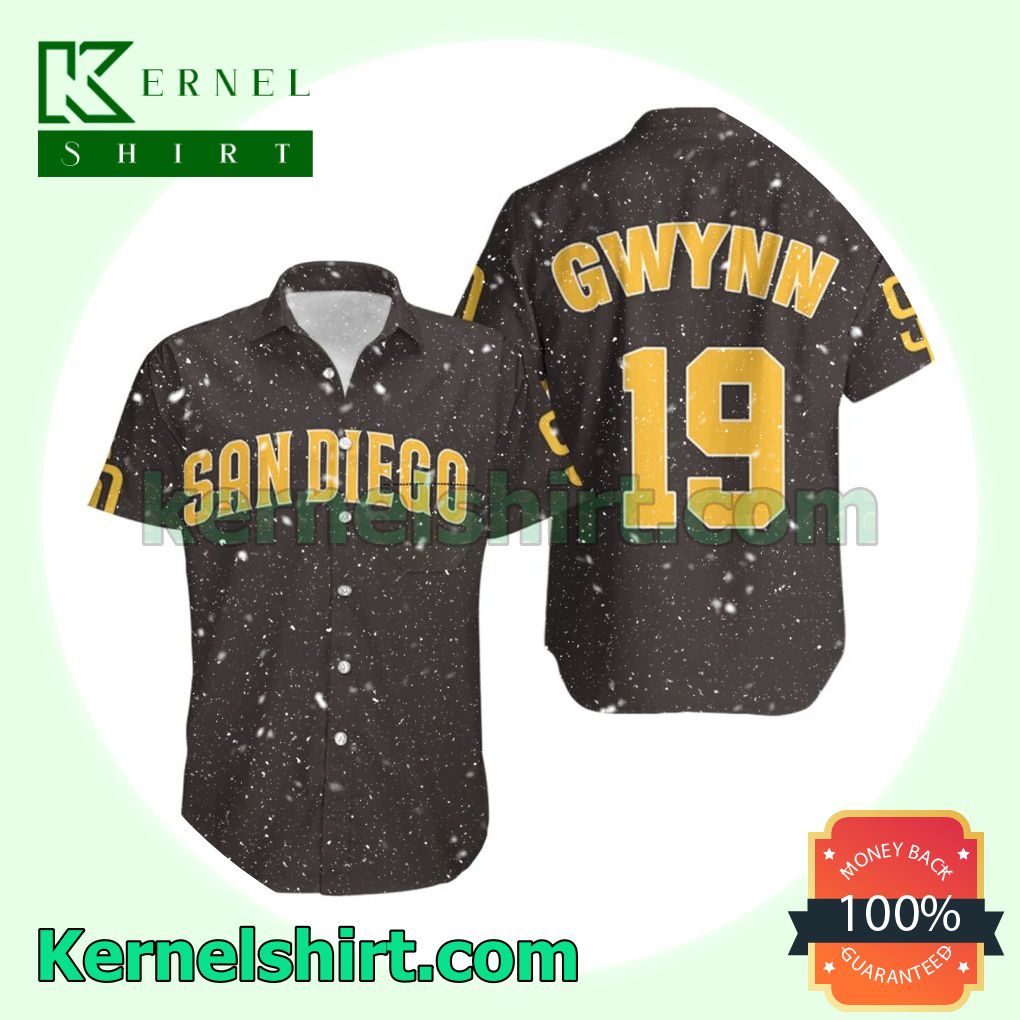 San Diego Padres Tony Gwynn 19 Mlb Dark Brown Jersey Inspired Style Beach Shirt