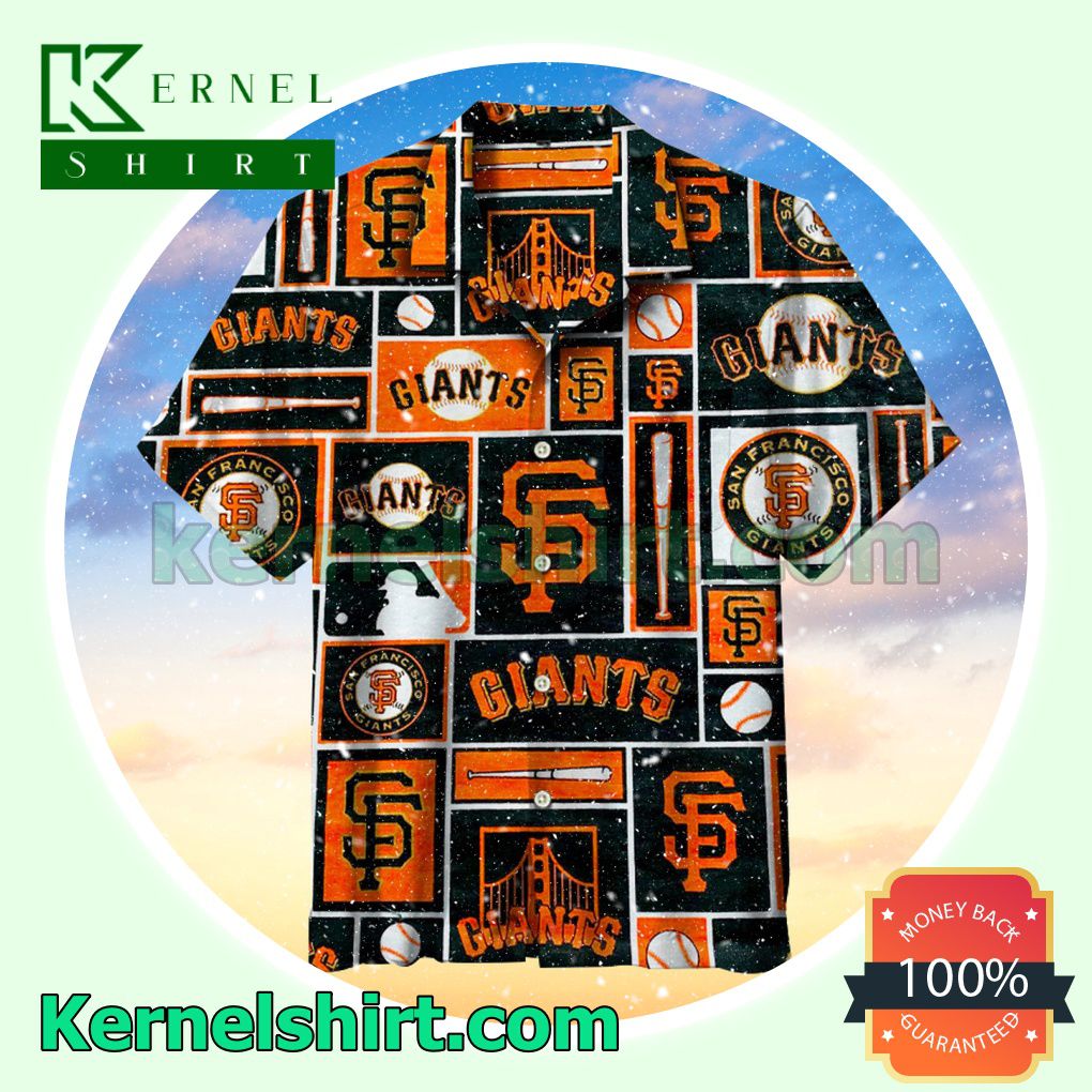 San Francisco Giants Baseball And Baseball Bat Beach Shirt