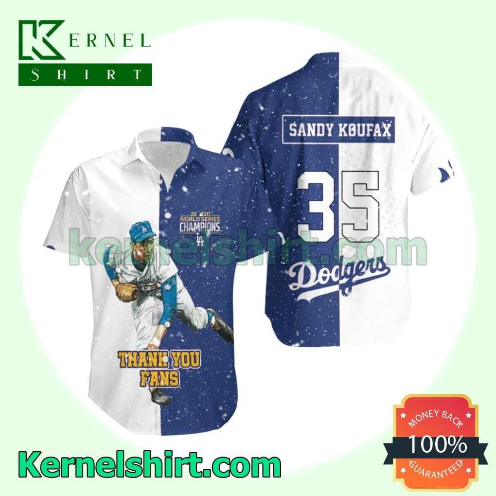 Sandy Koufax 35 La Dodgers 2020 World Series Champions Thank You Fans Beach Shirt