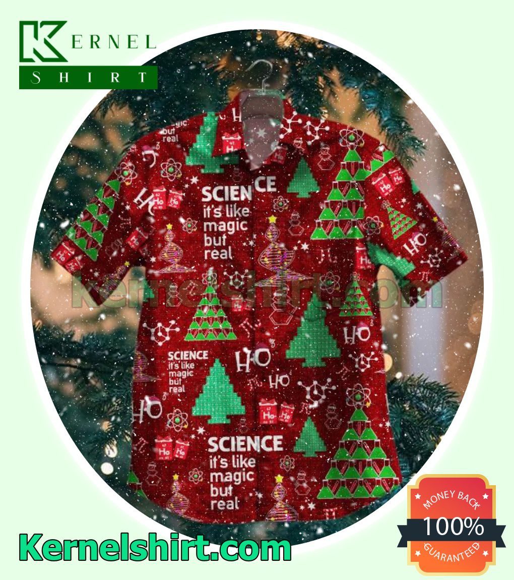 Science It's Like Magic But Real Christmas Red Beach Shirts