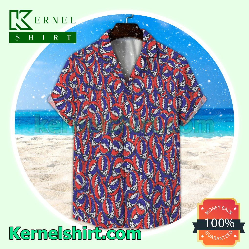Seamless Grateful Dead Patttern Unisex Aloha Beach Hawaiian Shirt