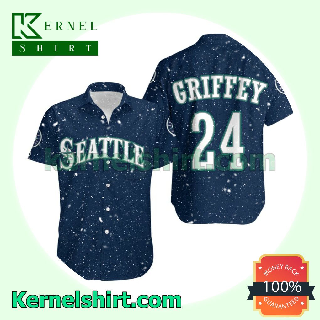 Seattle Mariners 24 Griffey Navy Jersey Inspired Beach Shirt