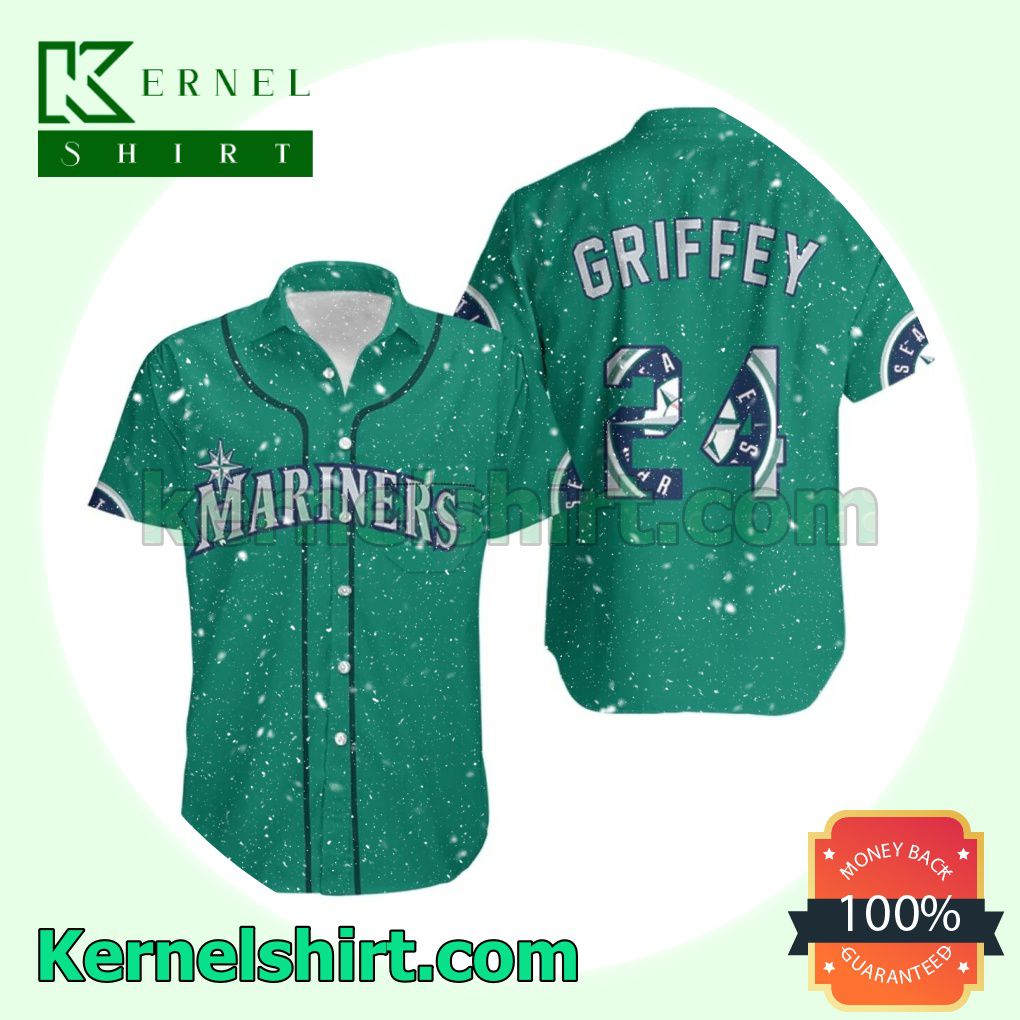 Seattle Mariners Ken Griffey Jr 24 Mlb Green Jersey Inspired Beach Shirt