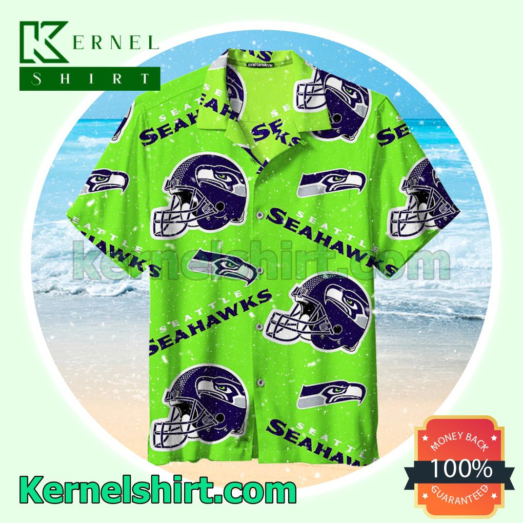 Seattle Seahawks Football Team Neon Green Unisex Beach Shirt