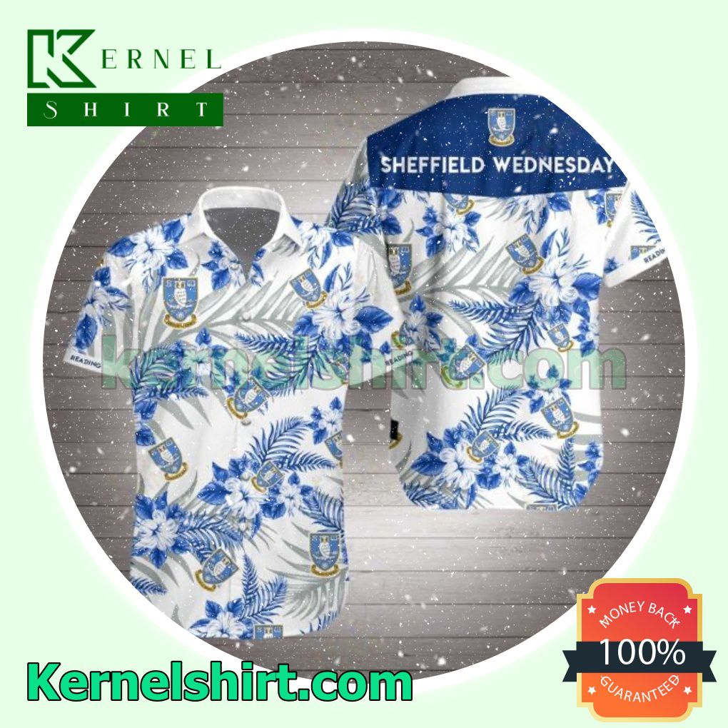 Sheffield Wednesday Blue Tropical Floral White Beach Shirt