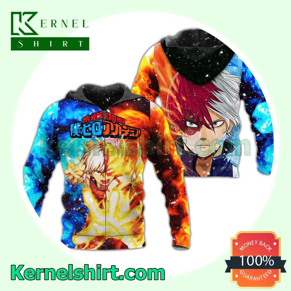 Shoto Todoroki Ice & Fire Custom My Hero Academia Anime Fans Gift Hoodie Sweatshirt Button Down Shirts