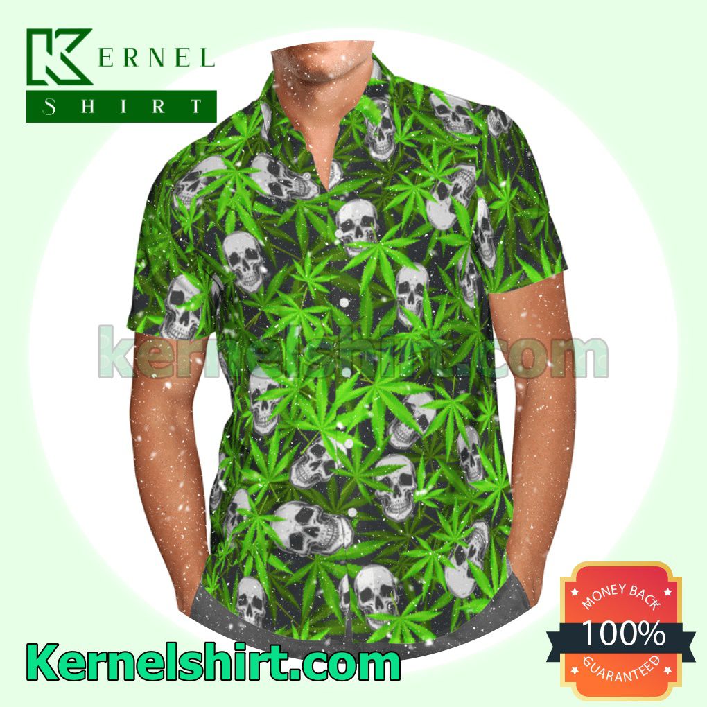 Skull Weed Leaf Beach Shirts