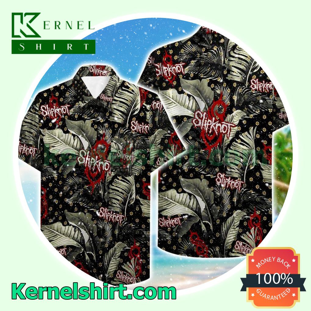 Slipknot Tropical Leaves Black Beach Shirt