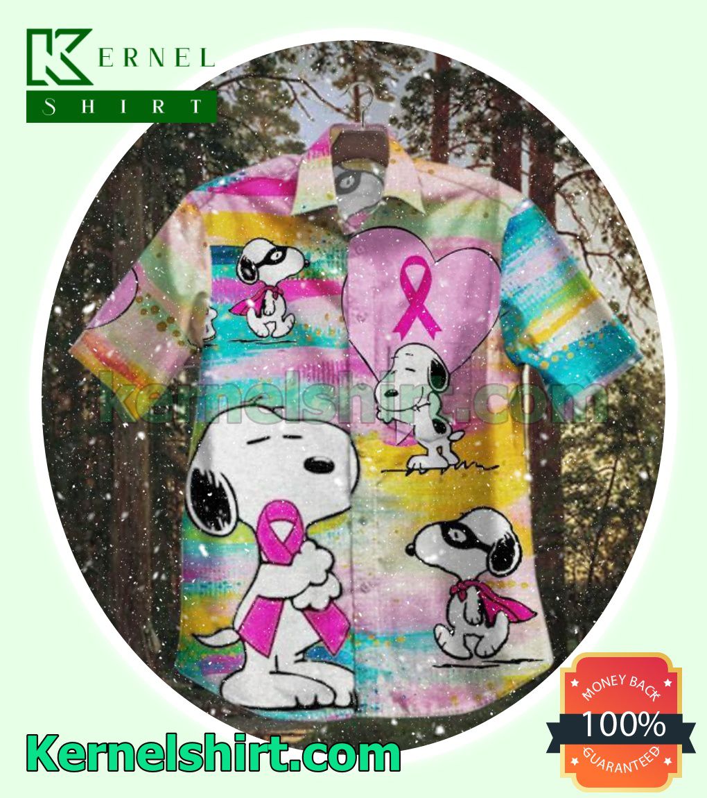 Snoopy Breast Cancer Awareness Campaign Beach Shirts