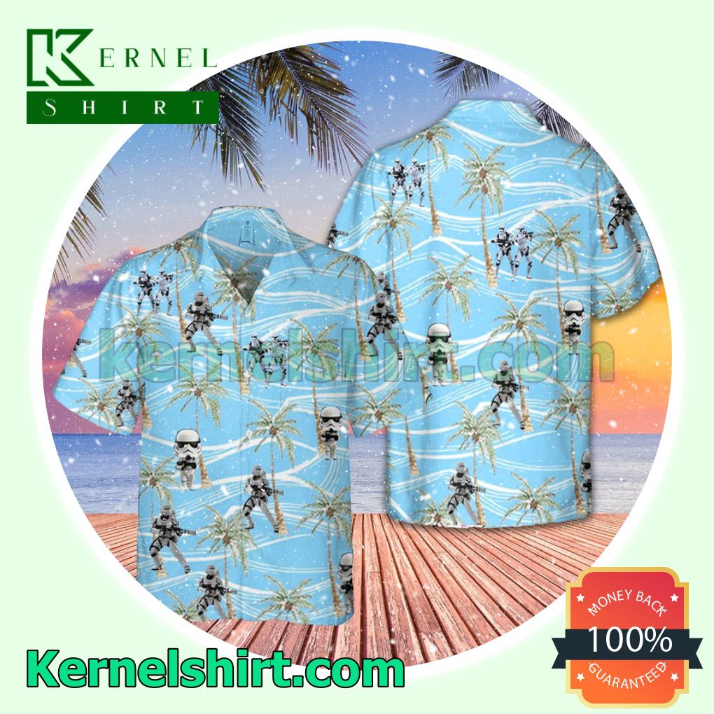 Stormtrooper Star Wars Palm Tree Blue Aloha Beach Hawaiian Shirt