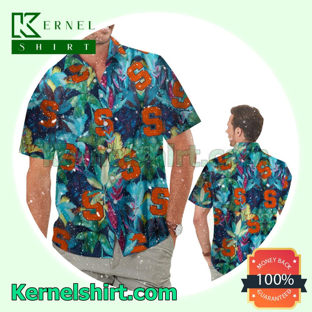 Syracuse Orange Floral Tropical Summer Hawaiian Shirt