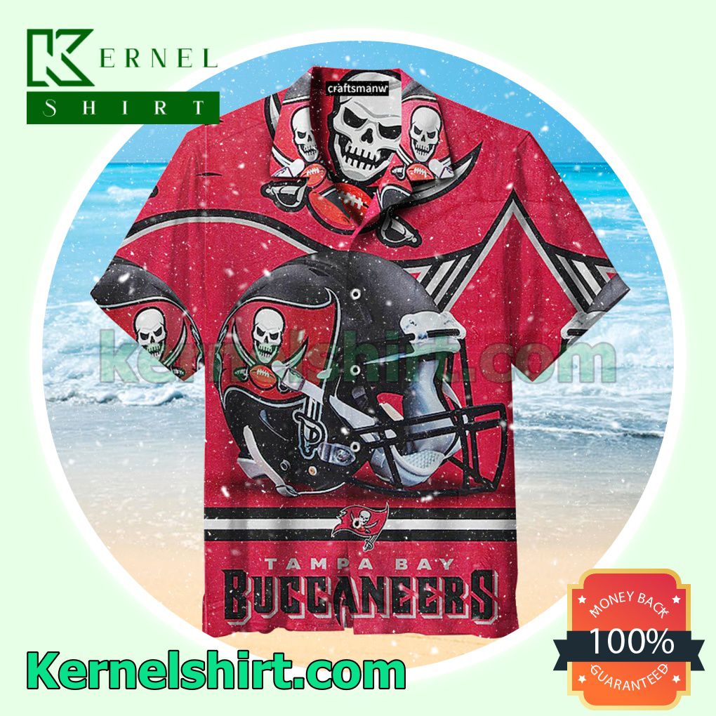 Tampa Bay Buccaneers Football Helmet Skull Red Beach Shirt