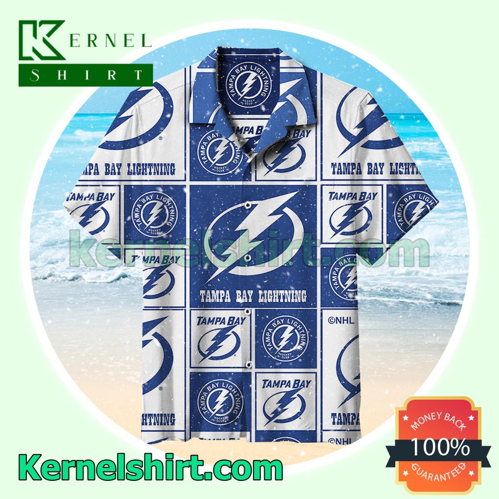 Tampa Bay Lightning Logo In Blue And White Squares Beach Shirt