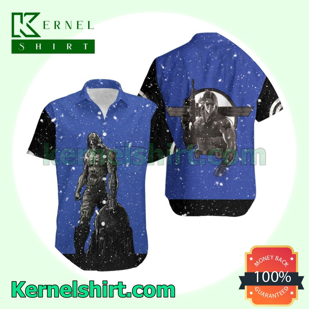 The Falcon And The Winter Soldier Iron Soldier Superhero Blue Black Beach Shirt