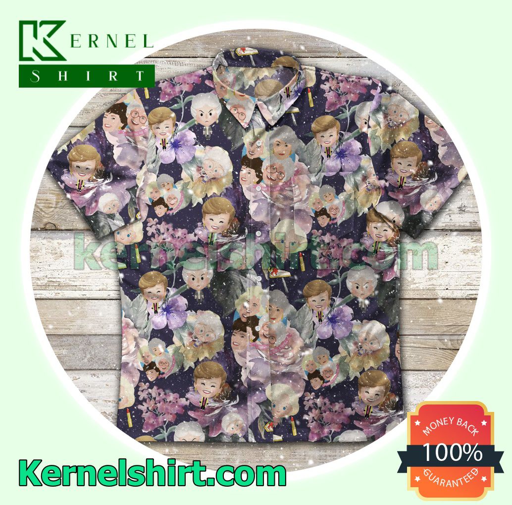 The Golden Girls Chibi Flower Purple Beach Shirts