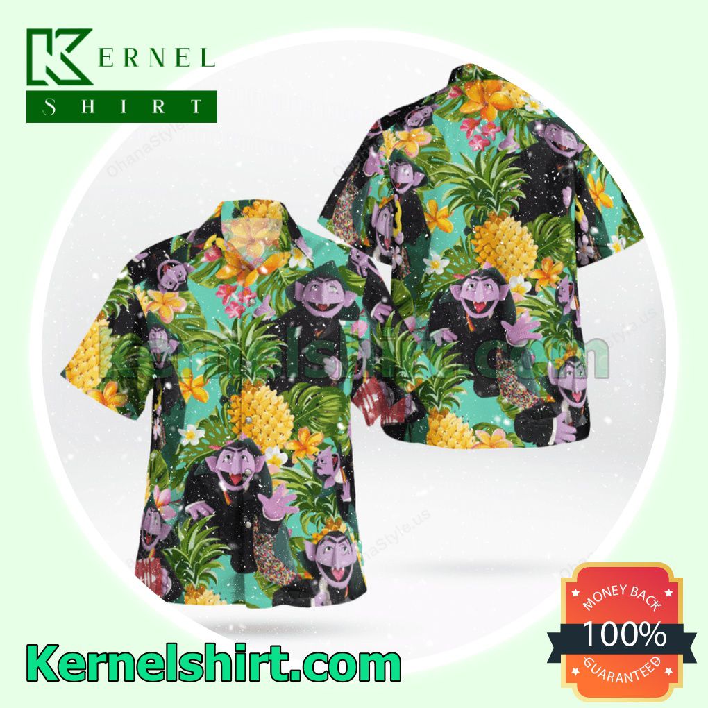 The Muppet Count Von Count Pineapple Tropical Aloha Beach Hawaiian Shirt