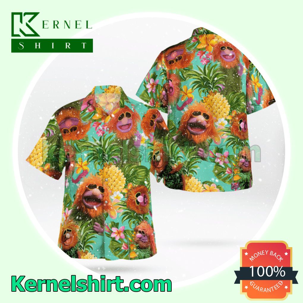 The Muppet Mahna Mahna Pineapple Tropical Button Aloha Beach Hawaiian Shirt