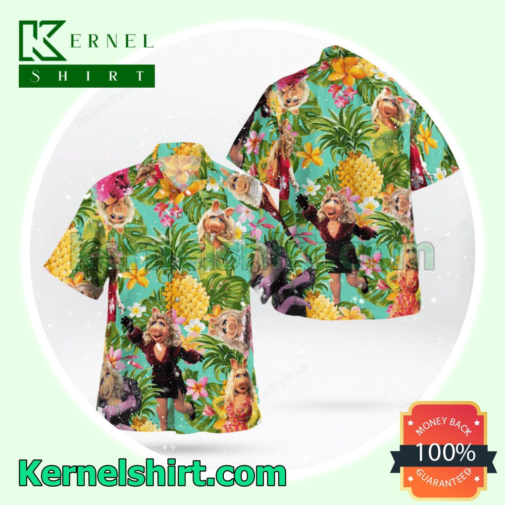 The Muppet Miss Piggy Pineapple Tropical Aloha Beach Hawaiian Shirt