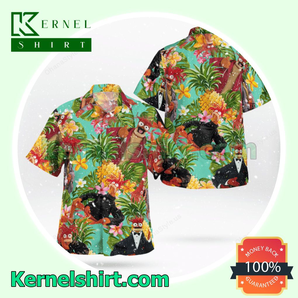 The Muppet Pepe The King Prawn Pineapple Tropical Aloha Beach Hawaiian Shirt