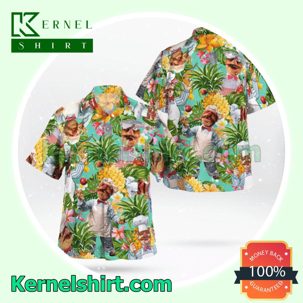 The Muppet The Swedish Chef Pineapple Tropical Button Aloha Beach Hawaiian Shirt