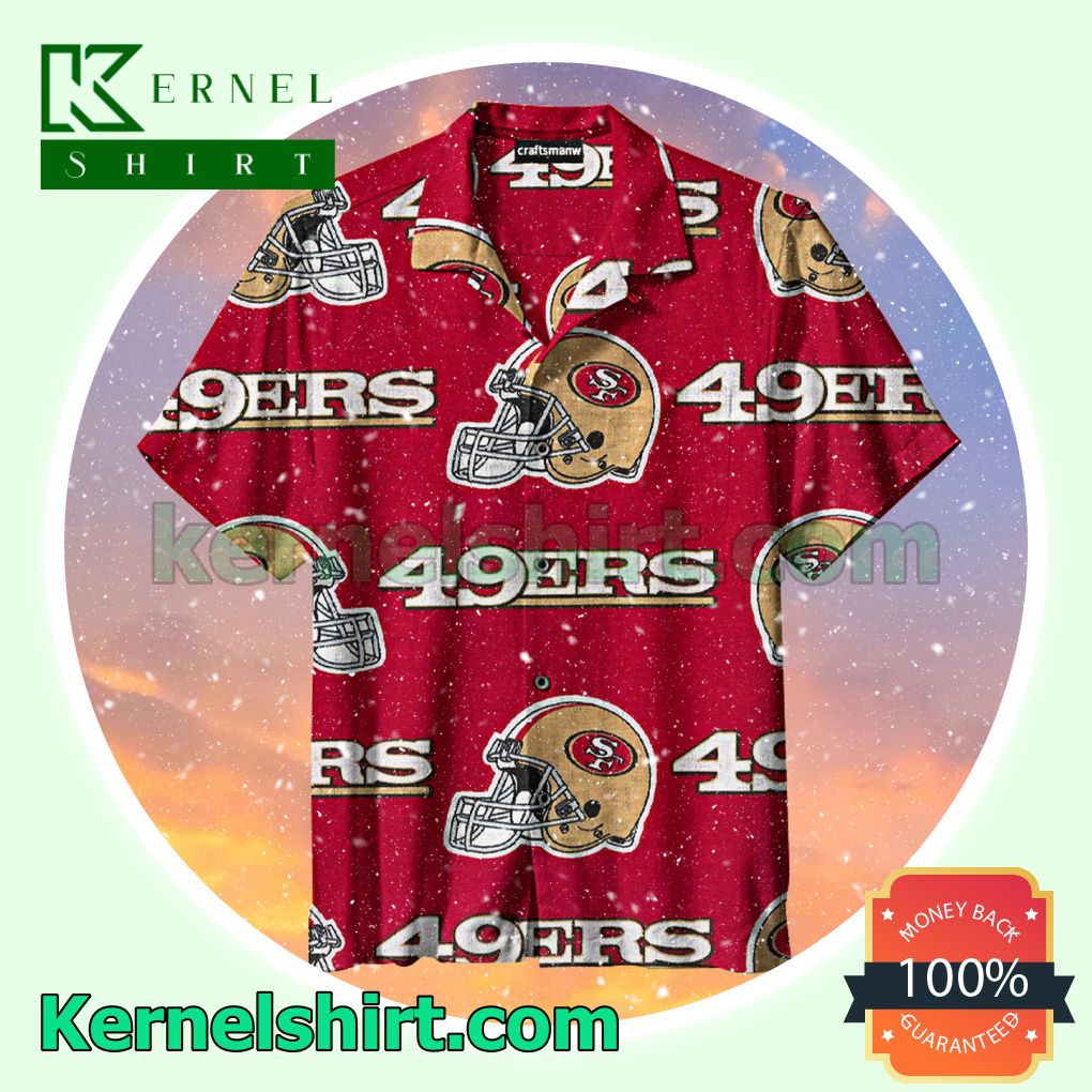 The San Francisco 49ers Helmet Red Print Beach Shirt