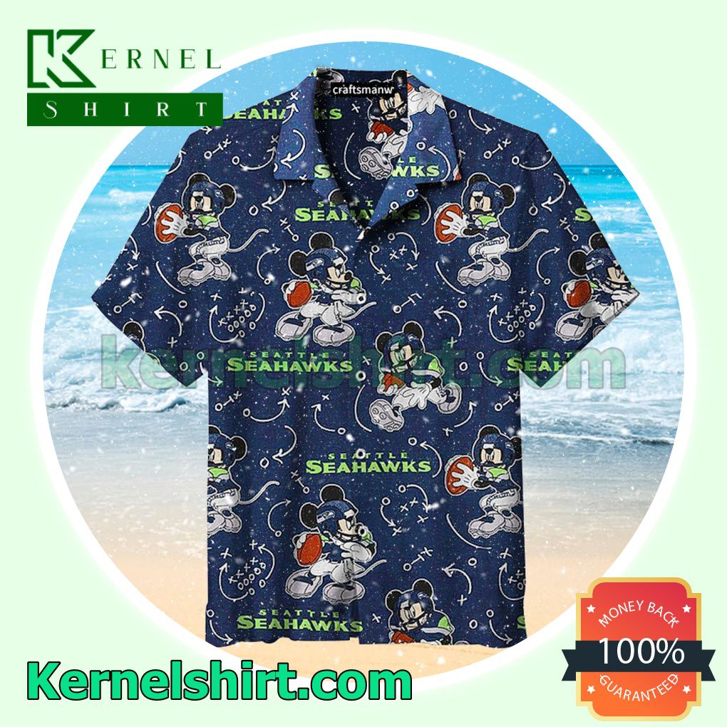 The Seattle Seahawks Mickey Player Navy Beach Shirt