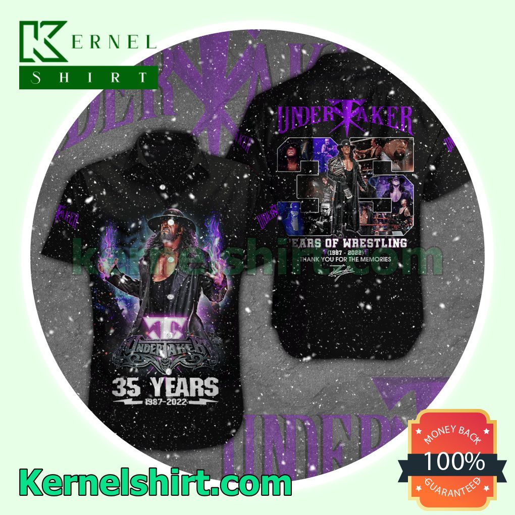 The Undertaker Hall Of Fame 35 Years Black Aloha Beach Hawaiian Shirt