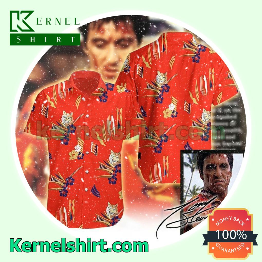 Tony Montana Al Pacino In Scarface Red Beach Shirt