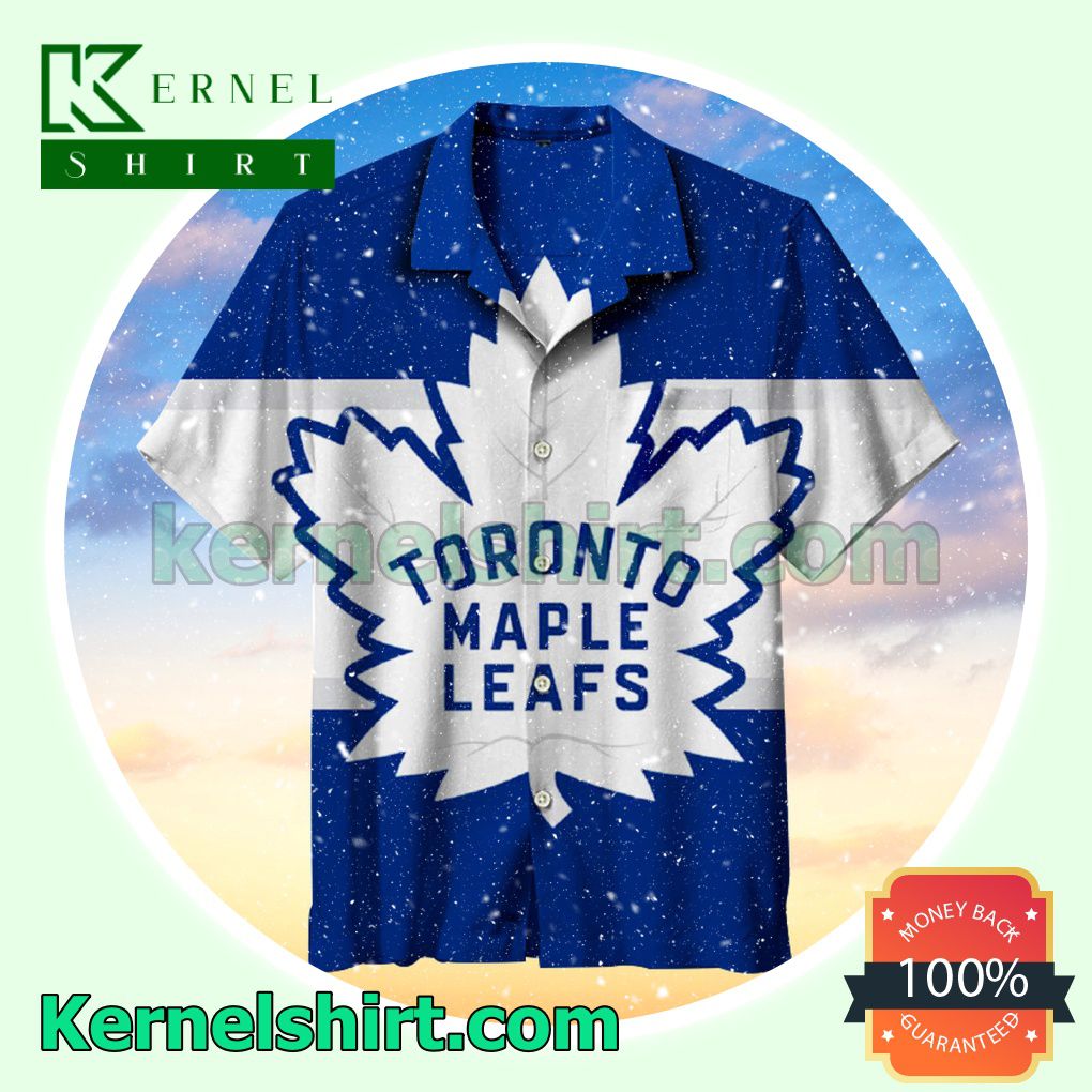 Toronto Maple Leaf Big Logo Mix Blue And White Beach Shirt