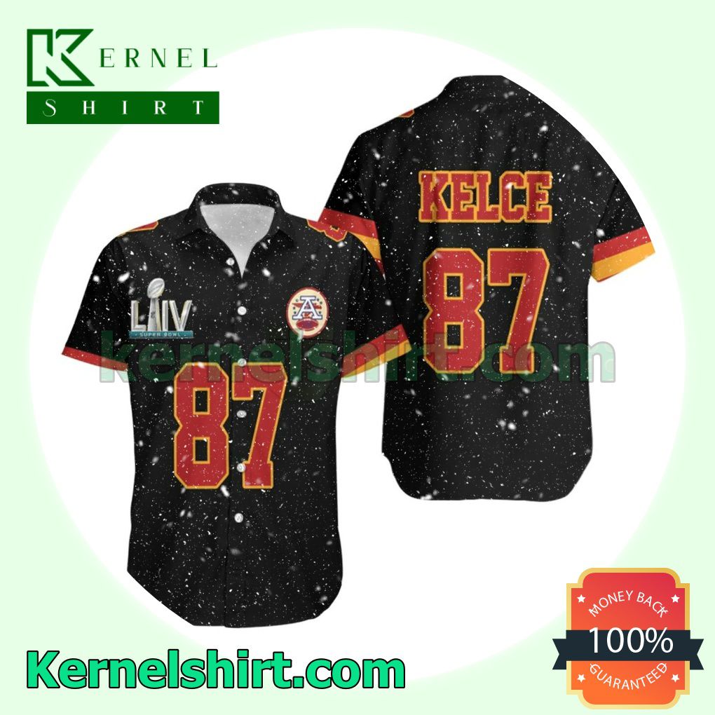 Travis Kelce 87 Kansas City Chiefs Nfl Liiv Super Bowl Black Beach Shirt