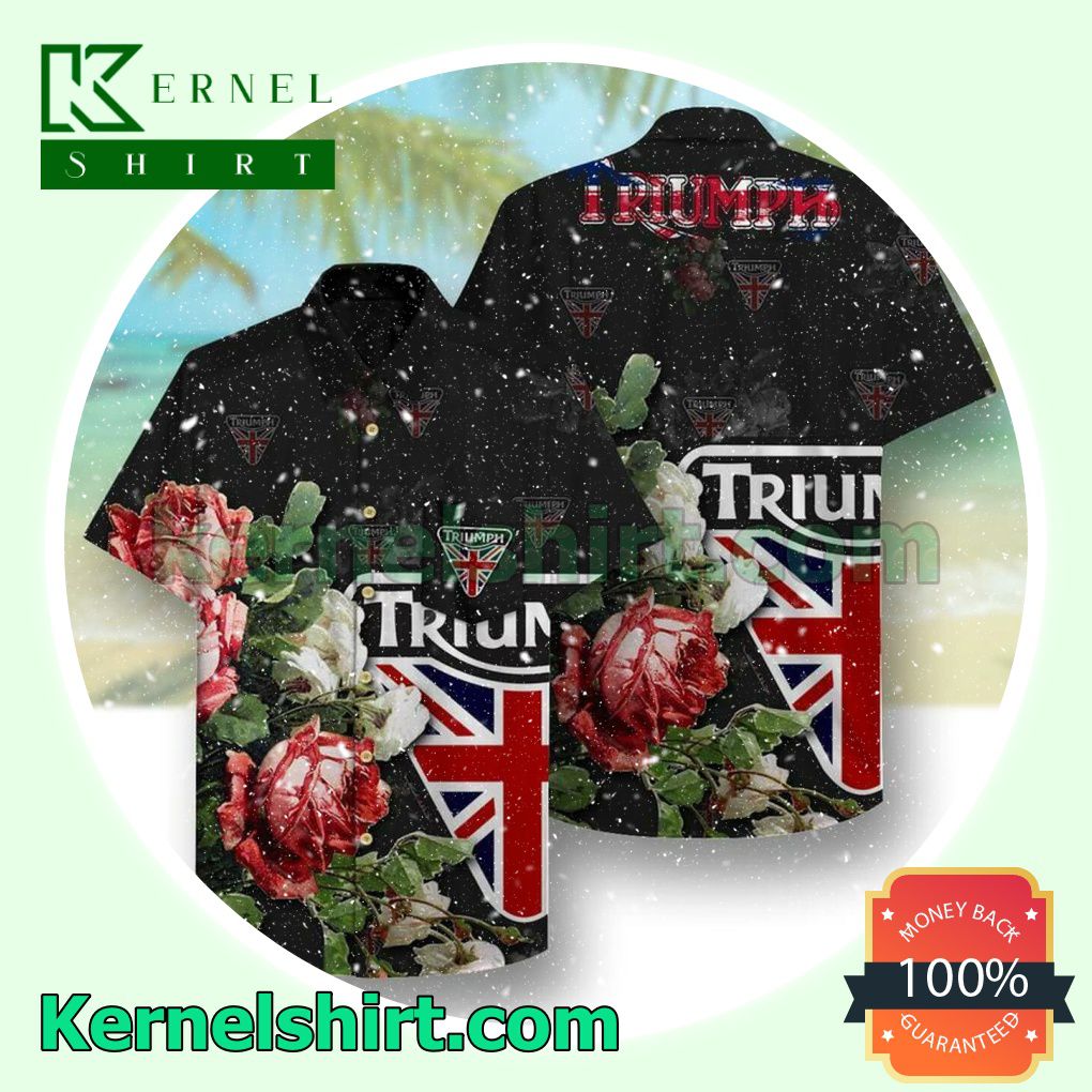 Triumph Garden Roses Black Beach Shirt