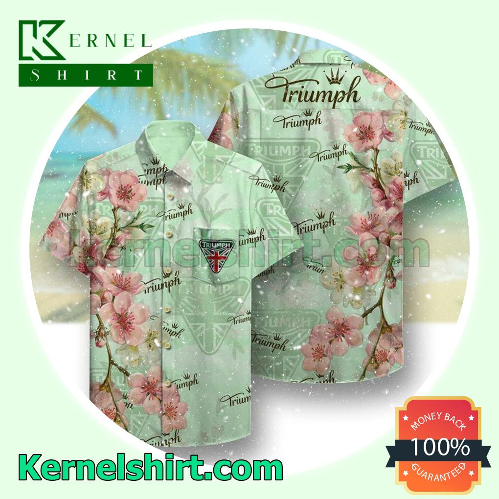 Excellent Triumph Peach Blossom Branch Light Green Beach Shirt