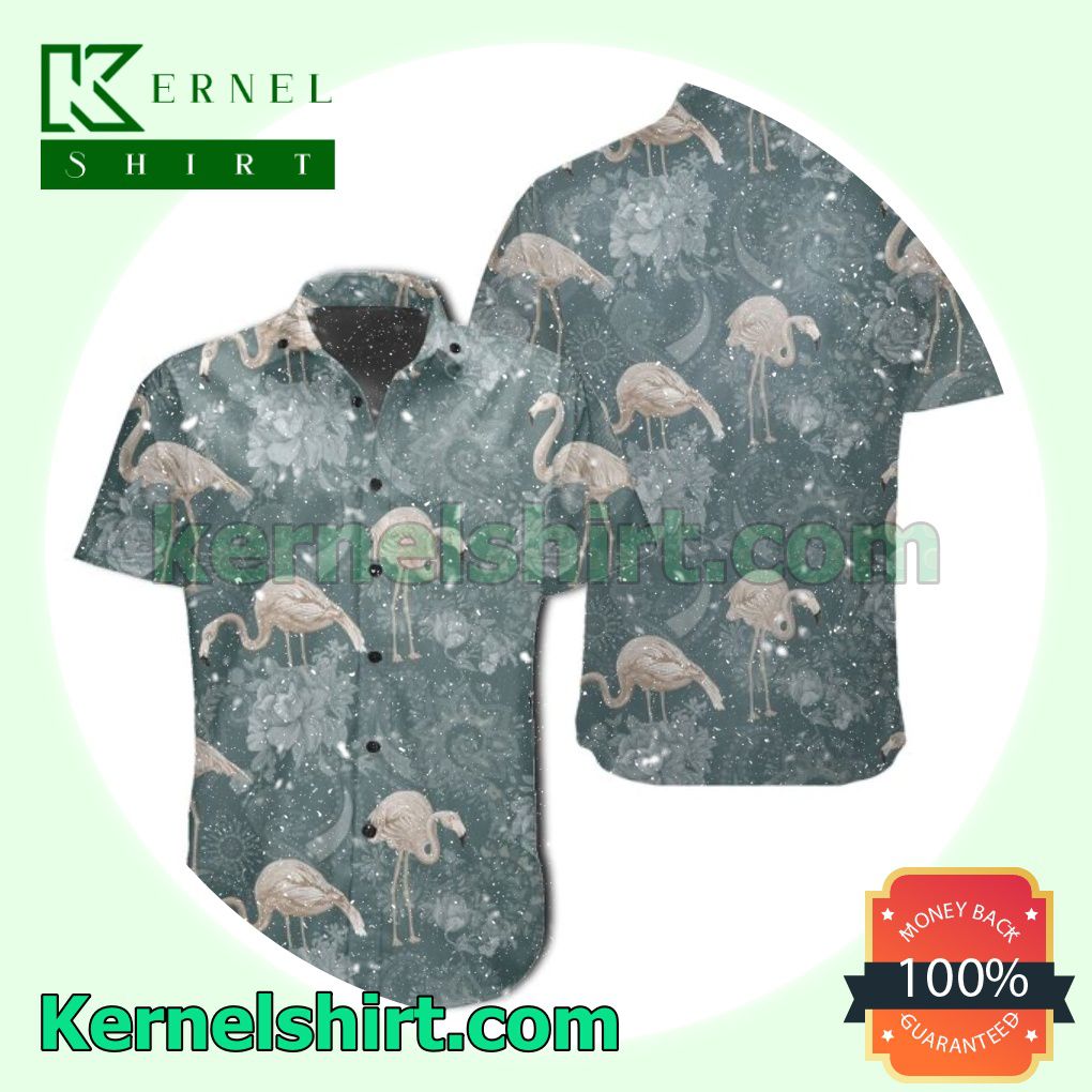 Tropical Flamingos And Flower Pattern Beach Shirts