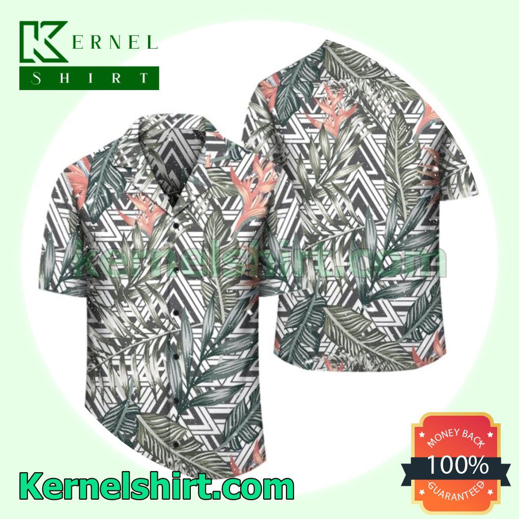 Tropical Palm Leaves And Flowers Beach Shirt