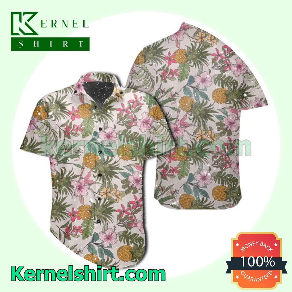 Tropical Pineapple Flowers Beach Shirts