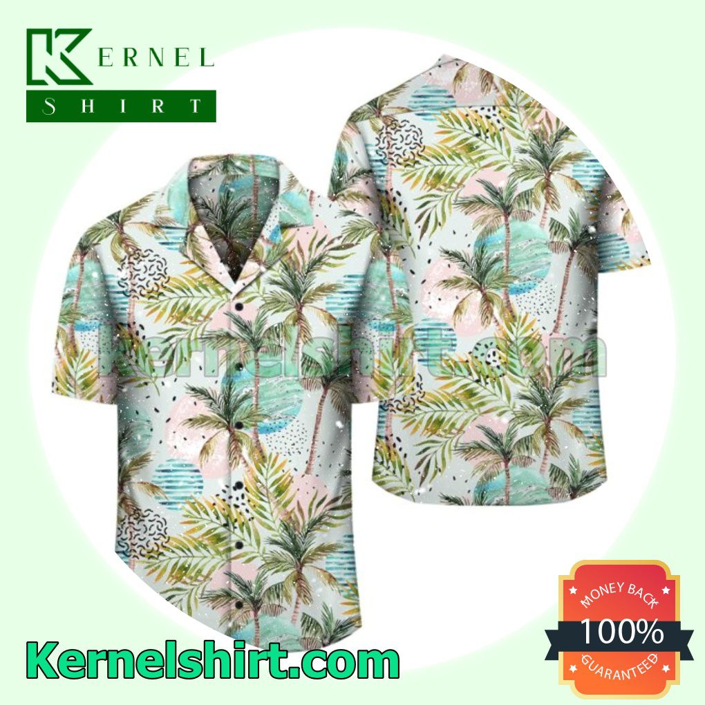 Tropical Watercolor Palm Tree Leaf Beach Shirts