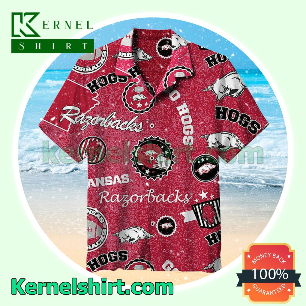 University Of Arkansas Razorbacks Hogs Red Beach Shirt