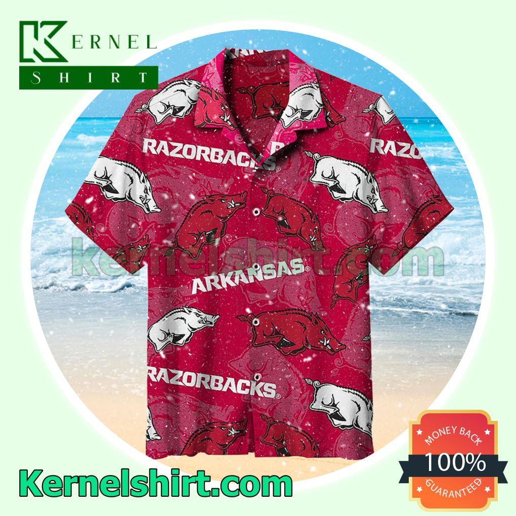 University Of Arkansas Razorbacks Plushlete Red Beach Shirt