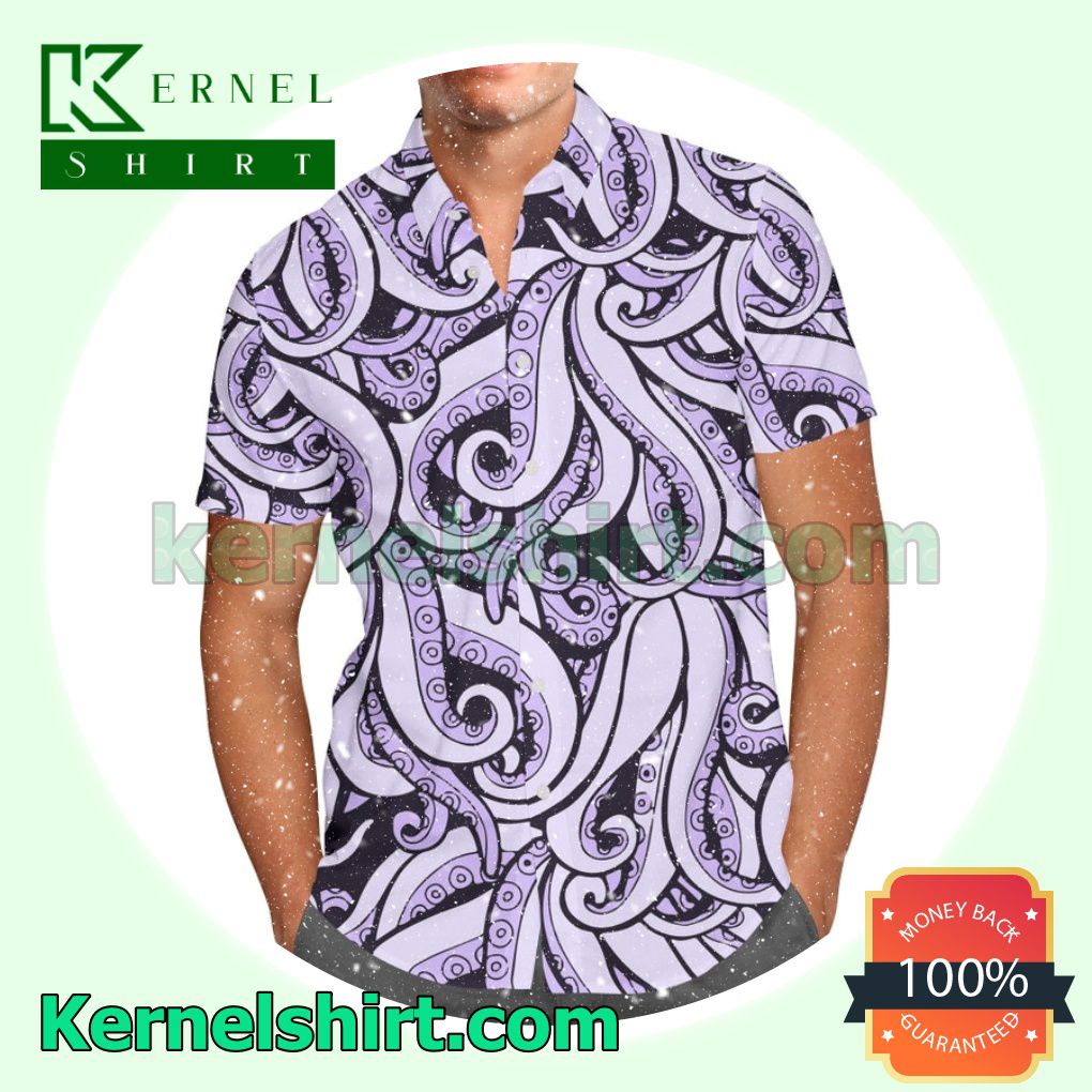 Ursula Octopus Pattern Inspired Disney Aloha Beach Hawaiian Shirt